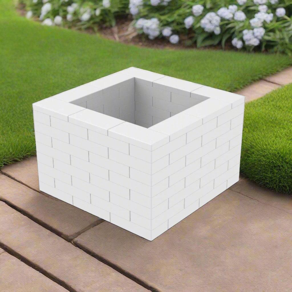 Planteringslådesats i vit plast 3 x 3 x 8